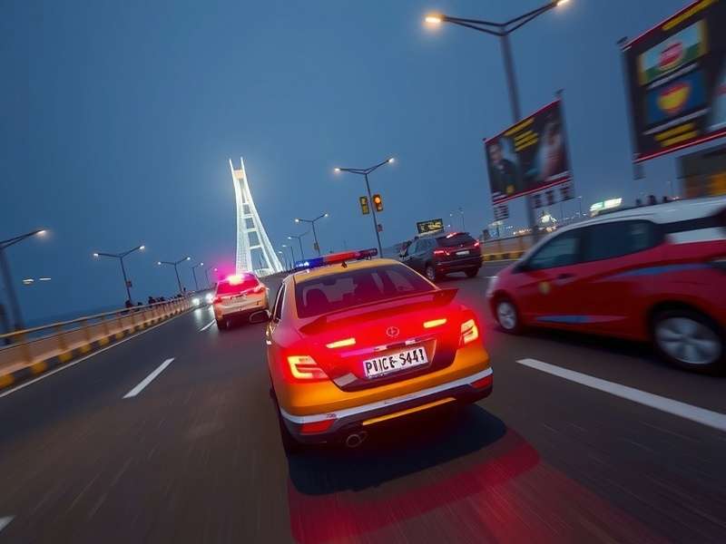 Twilight Run Champion gameplay screenshot showing Mumbai's Bandra-Worli Sea Link at night