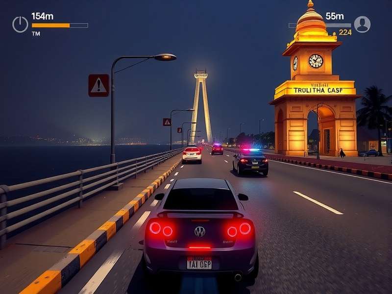 Twilight Run Champion police chase gameplay through Delhi's Chandni Chowk at night